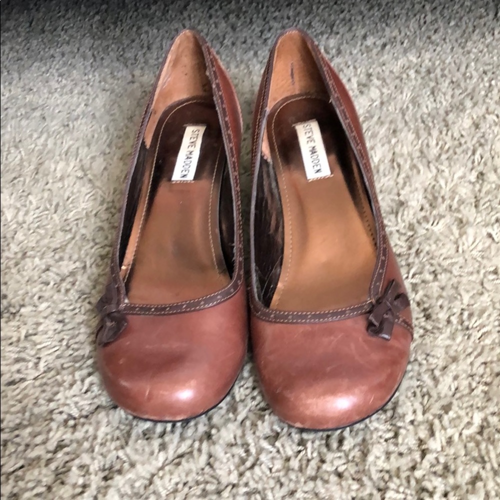 Brown Short heel Steve Madden shoes.